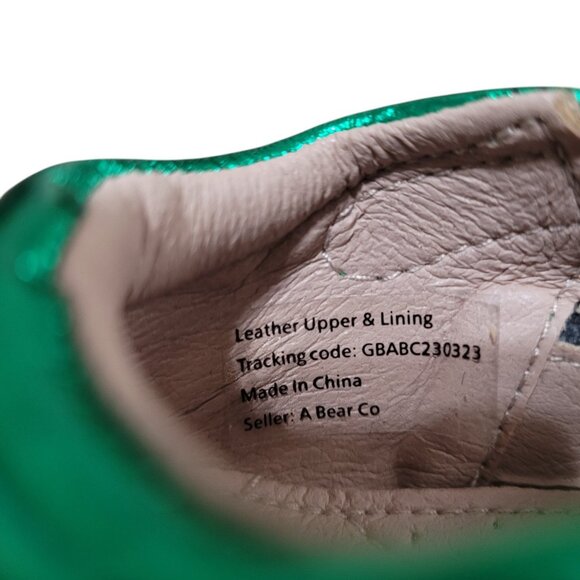 NEW A‎ Bear Co Toddler Size 3 Christmas Green Metallic Livs Flats Girls Bow - Picture 13 of 14
